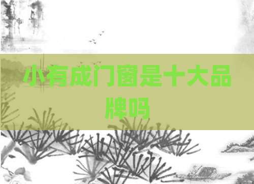 小有成门窗是十大品牌吗