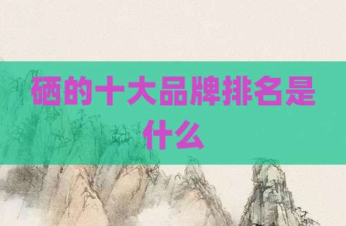 硒的十大品牌排名是什么