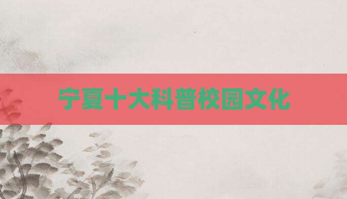 宁夏十大科普校园文化