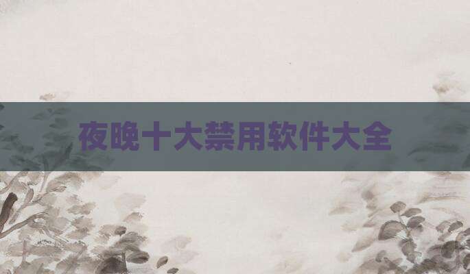 夜晚十大禁用软件大全