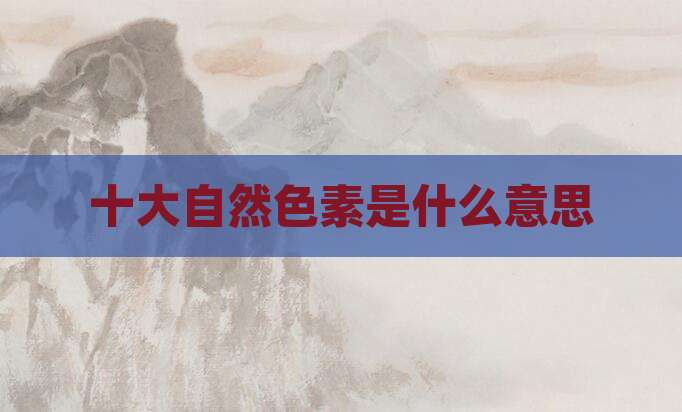 十大自然色素是什么意思