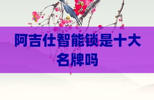 阿吉仕智能锁是十大名牌吗