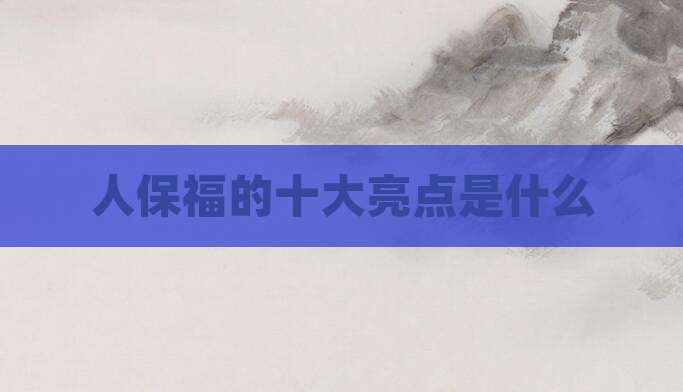 人保福的十大亮点是什么