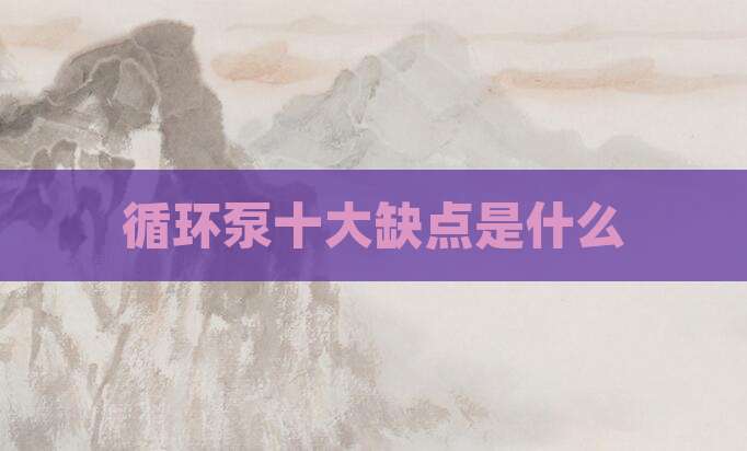 循环泵十大缺点是什么