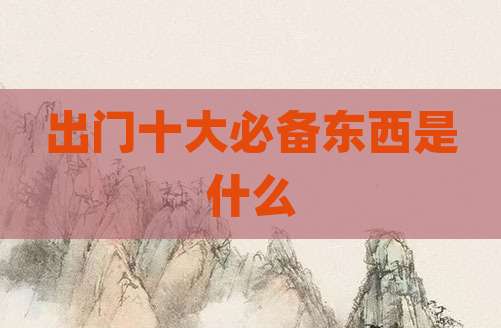 出门十大必备东西是什么