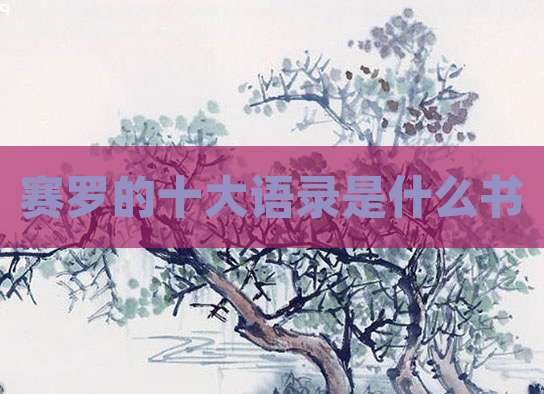 赛罗的十大语录是什么书