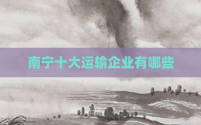 南宁十大运输企业有哪些