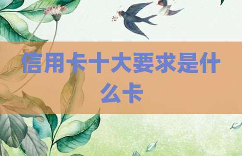 信用卡十大要求是什么卡