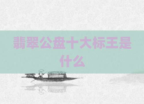 翡翠公盘十大标王是什么
