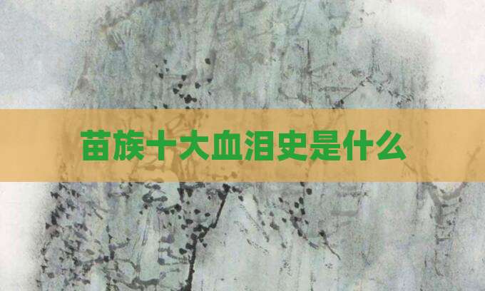 苗族十大血泪史是什么
