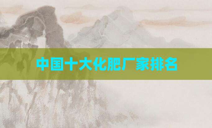 中国十大化肥厂家排名