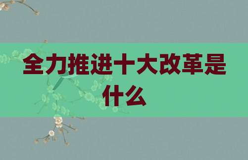 全力推进十大改革是什么