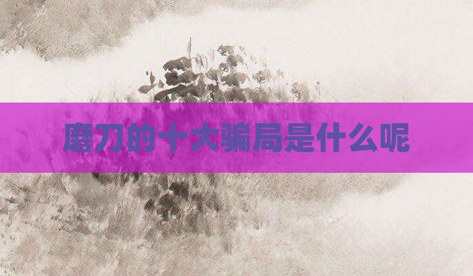 磨刀的十大骗局是什么呢