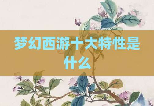 梦幻西游十大特性是什么