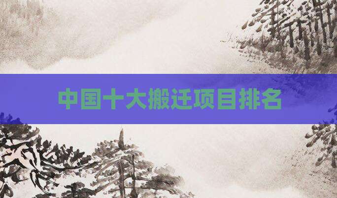 中国十大搬迁项目排名