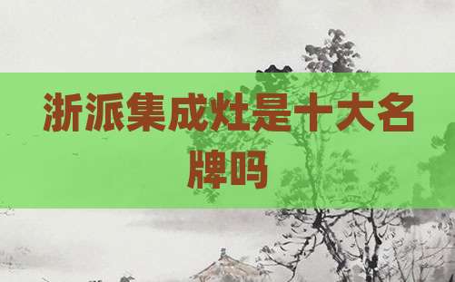 浙派集成灶是十大名牌吗