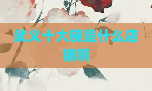 武义十大碗是什么店铺啊