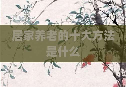 居家养老的十大方法是什么