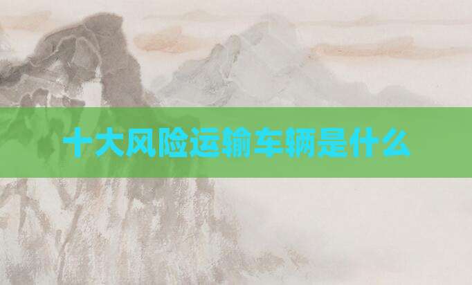 十大风险运输车辆是什么