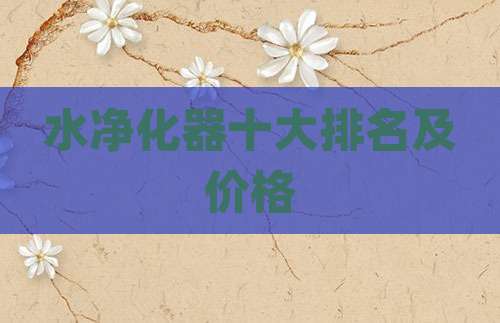 水净化器十大排名及价格