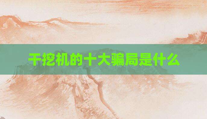 干挖机的十大骗局是什么