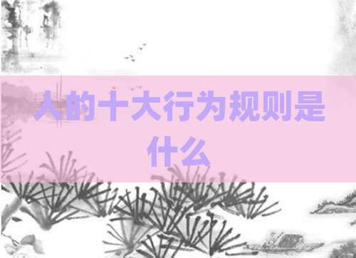 人的十大行为规则是什么