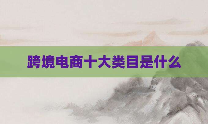 跨境电商十大类目是什么