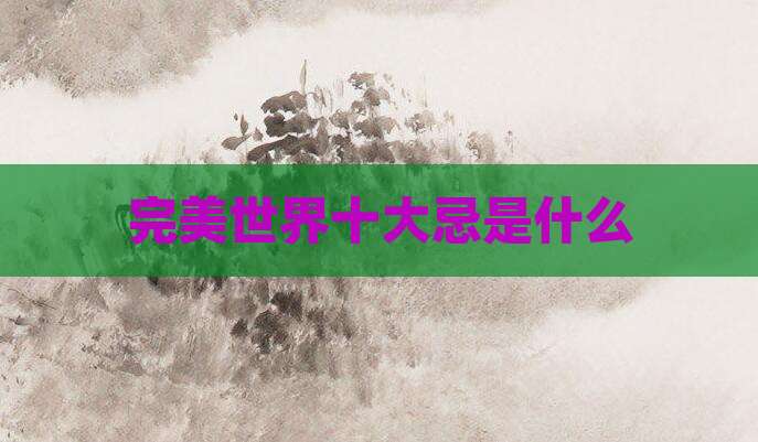 完美世界十大忌是什么