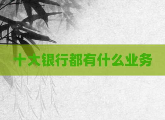 十大银行都有什么业务