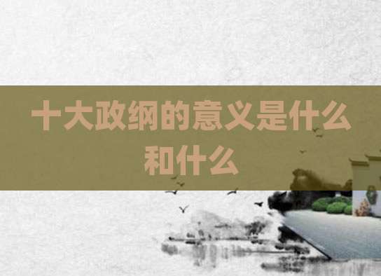 十大政纲的意义是什么和什么