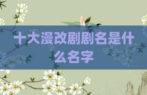 十大漫改剧剧名是什么名字