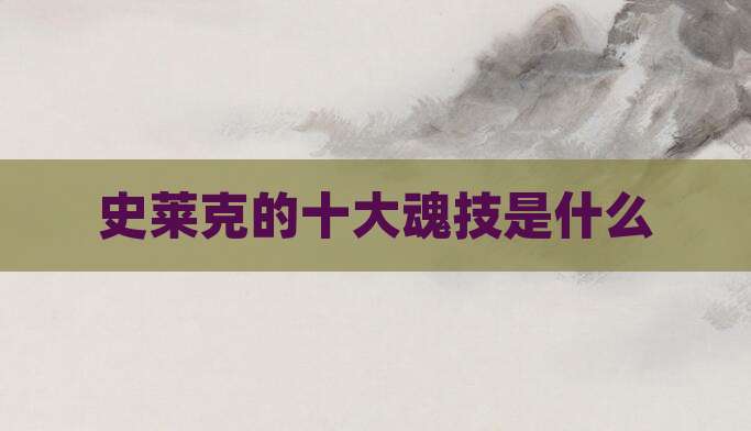 史莱克的十大魂技是什么