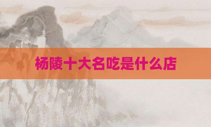 杨陵十大名吃是什么店