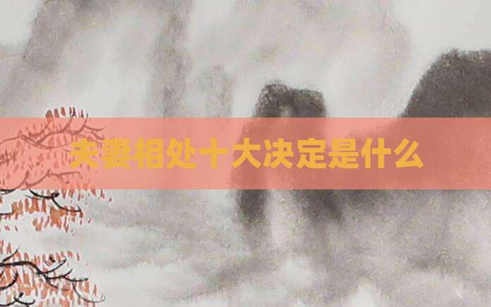 夫妻相处十大决定是什么