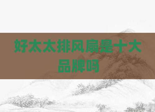 好太太排风扇是十大品牌吗