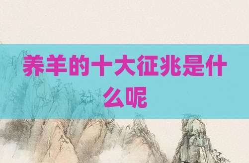 养羊的十大征兆是什么呢