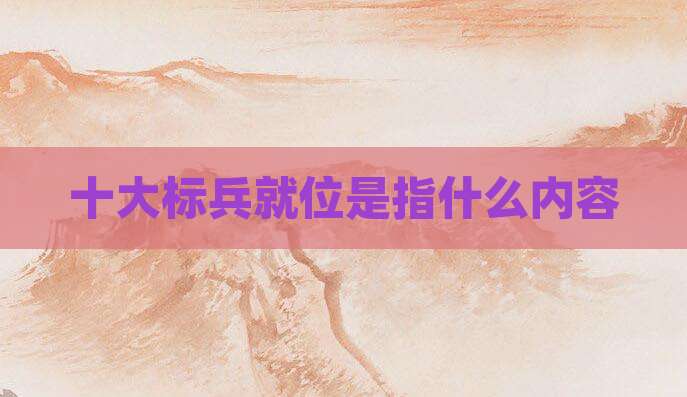十大标兵就位是指什么内容