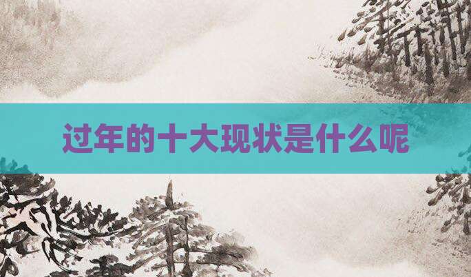过年的十大现状是什么呢