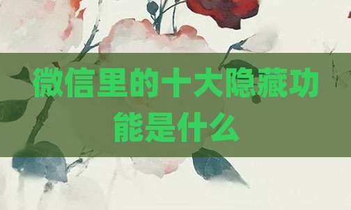 微信里的十大隐藏功能是什么