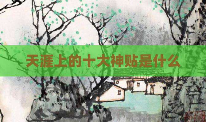 天涯上的十大神贴是什么