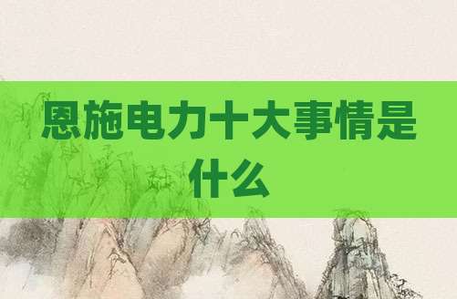 恩施电力十大事情是什么