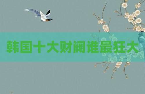 韩国十大财阀谁最狂大