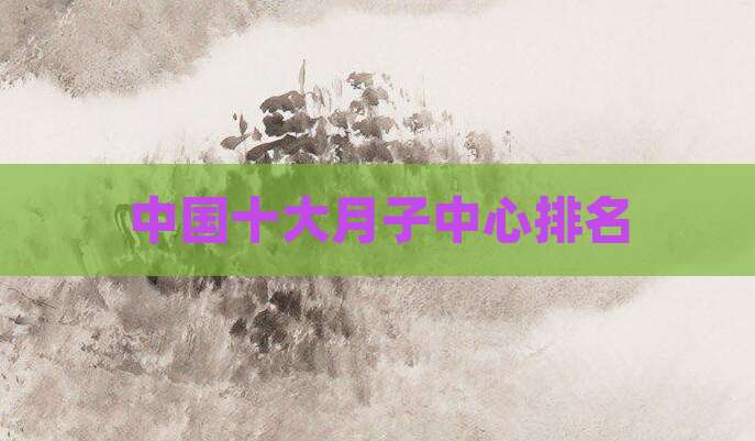 中国十大月子中心排名