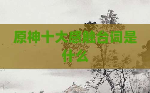 原神十大感触台词是什么
