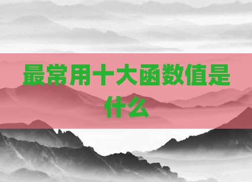 最常用十大函数值是什么