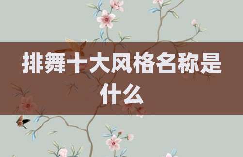 排舞十大风格名称是什么