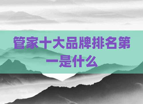 管家十大品牌排名第一是什么