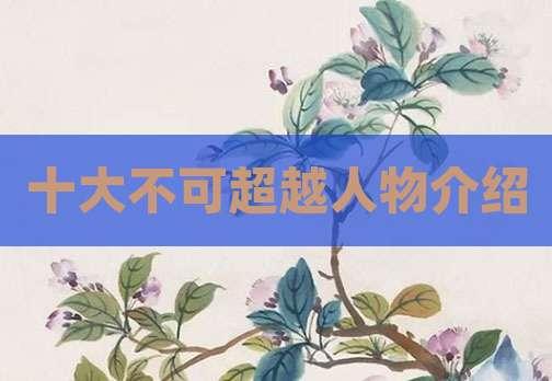 十大不可超越人物介绍