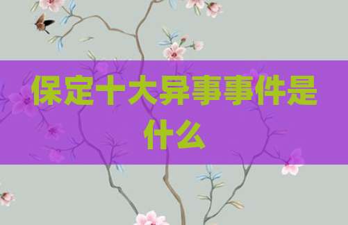 保定十大异事事件是什么