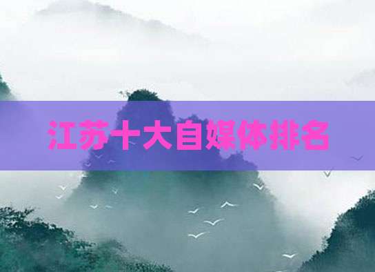江苏十大自媒体排名